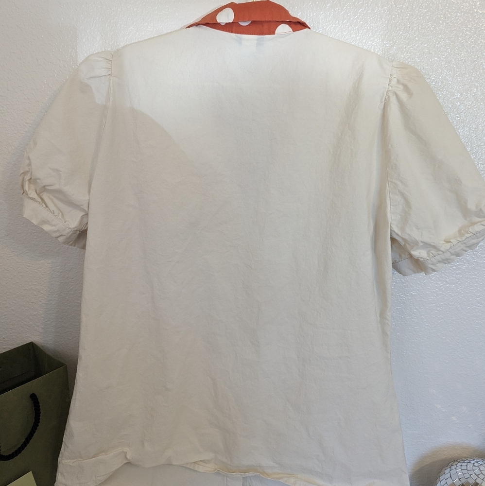 Cinnamoroll Mushroom Woven Button-Up Top Sanrio Puff Sleeve xl - Picture 2 of 6